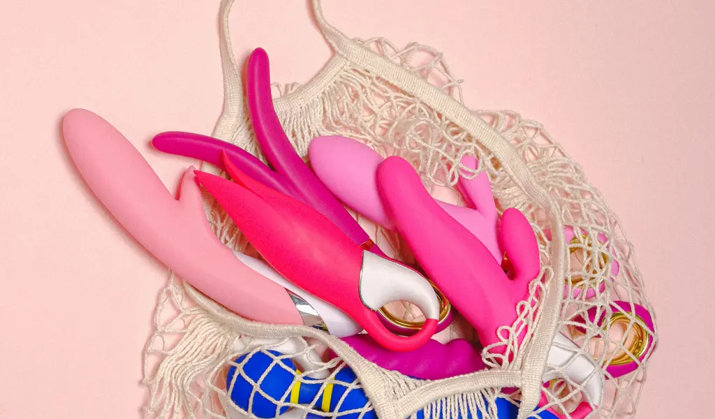 A net bag full of different rabbit vibrators.